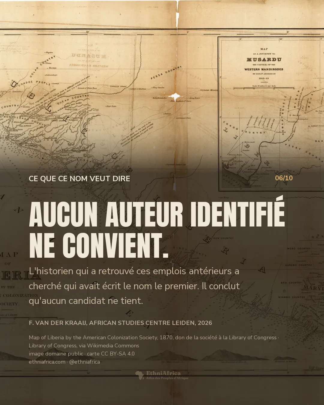 bande verticale d'une carte gravée ancienne, réseau de rivières et de noms de villages, avec un encart rectangulaire intitulé « MAP OF A JOURNEY TO MUSARDU »